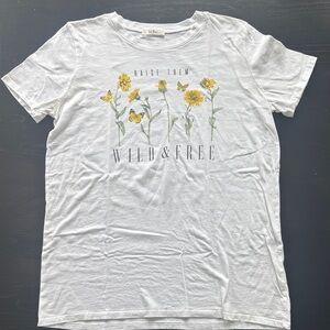 Tres Bien White Tee with Yellow Floral Design